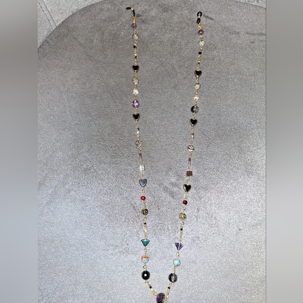 Gold  Glasses Chain with Handmade Beaded Design